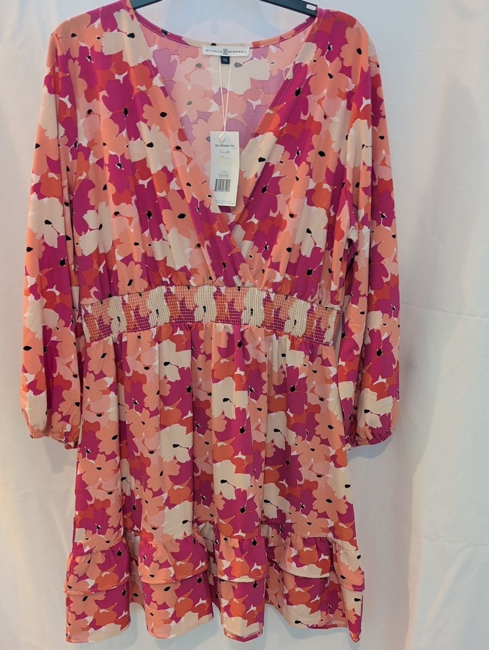 Pink Floral Wrap Mini Dress